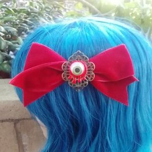 Creepy Eyeball Velvet Hair Bow